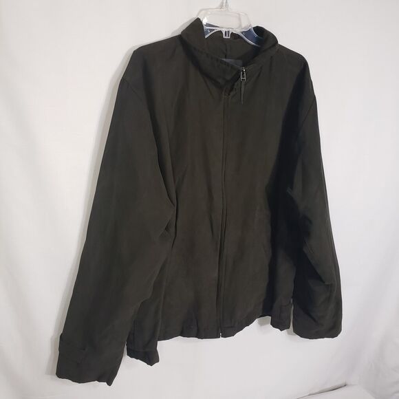 Free Country Mens Jacket Size XL Green Faux Suede Bomber Full Zip Lined Pockets - Picture 5 of 11